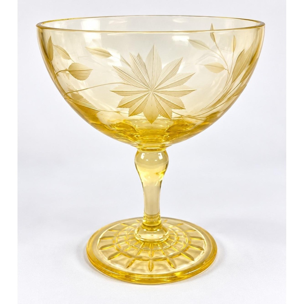 Lancaster Jubilee Yellow Depression Glass Champagne Tall Sherbet 4.75" 1930s